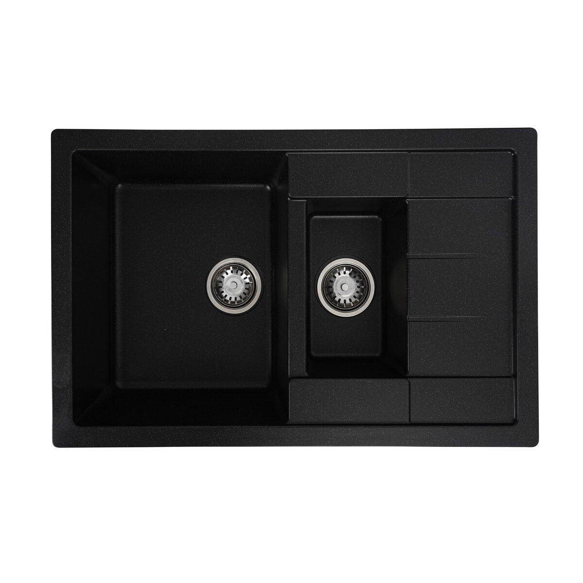 Гранітна мийка для кухні Platinum 7850W TOSKANA матова Чорний металік, фото 1