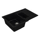 Гранітна мийка для кухні Platinum 7850W TOSKANA матова Чорний металік, фото 3