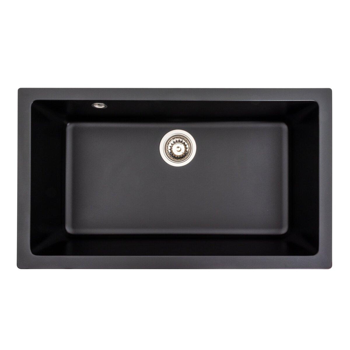Гранітна мийка для кухні Platinum 7945 Parunana матова (чорна), фото 1