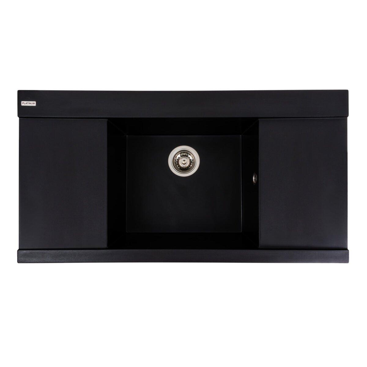 Гранітна мийка для кухні Platinum 9651 ATLAS матовий Чорний, фото 1