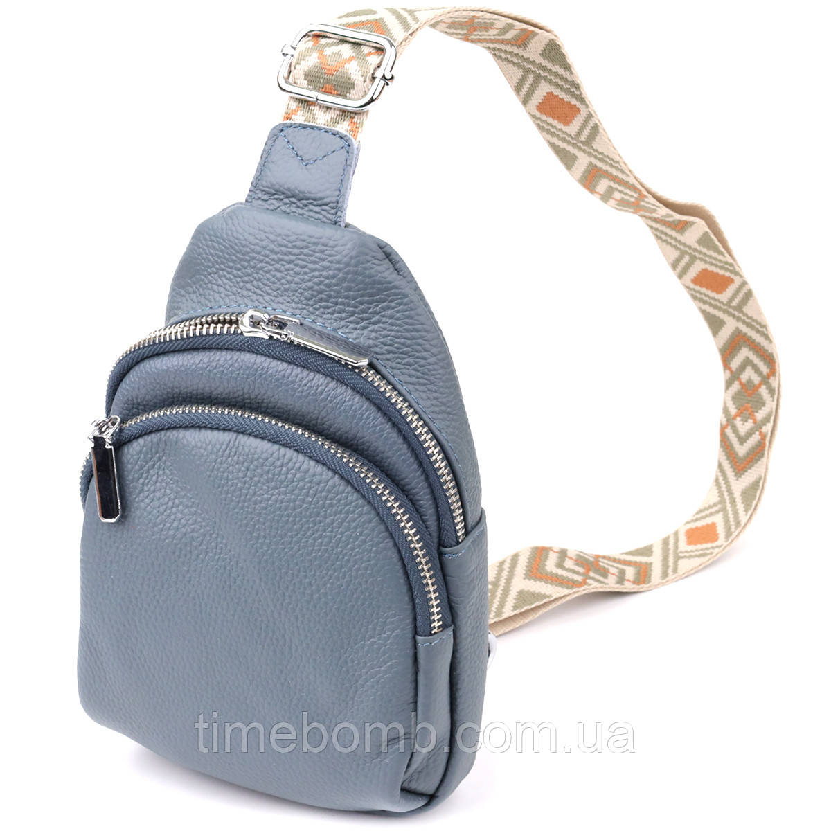 Універсальна жіноча сумка-слінг із натуральної шкіри Vintage 22937 Синій, фото 1