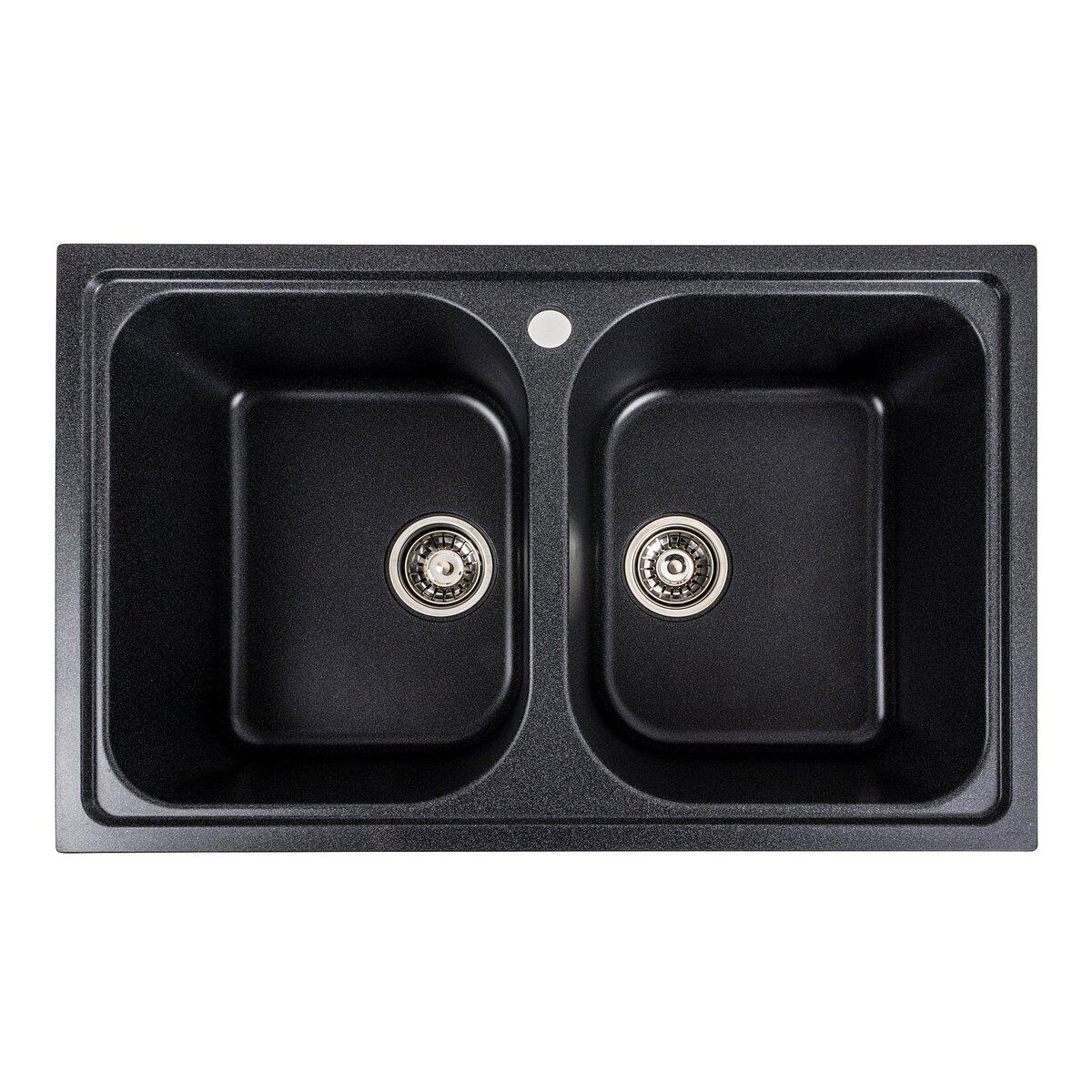 Гранітна мийка для кухні Platinum 7950 Equatoria матовий Карбон, фото 1