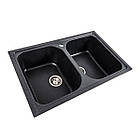 Гранітна мийка для кухні Platinum 7950 Equatoria матовий Карбон, фото 3