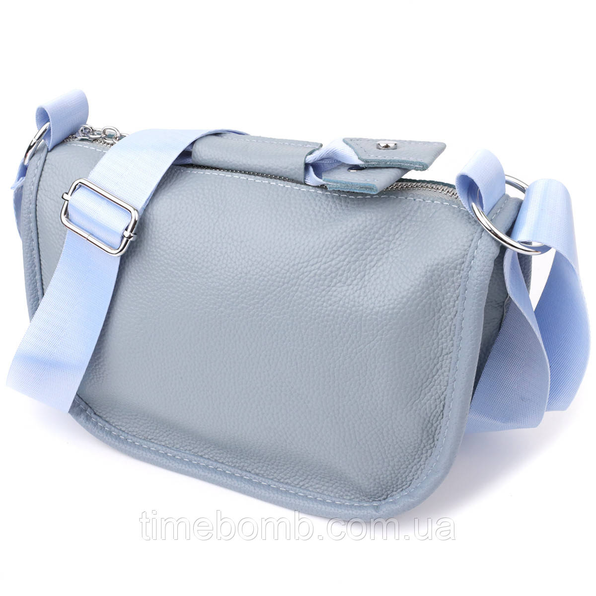 Напівкругла сумка для жінок з натуральної шкіри Vintage 22908 Сіро-блакитний