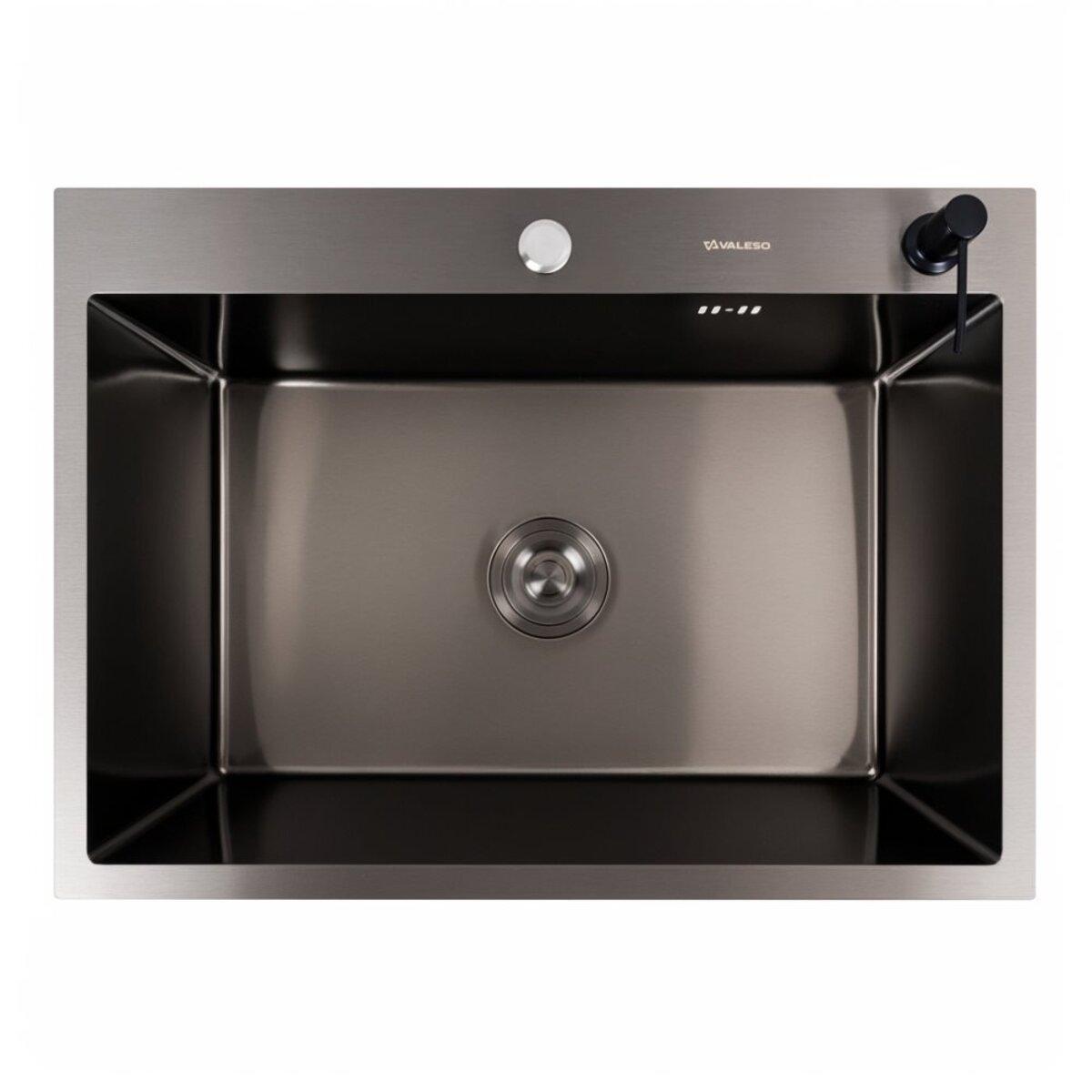 70*50 Мийка PVD чорна Valeso Handmade (сифон круглий, 3,0/0,8), фото 1