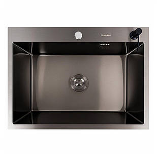 70*50 Мийка PVD чорна Valeso Handmade (сифон круглий, 3,0/0,8)