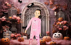 Костюм для Хелловін для дівчинки Скелет рожевий