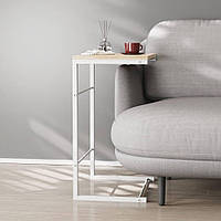 Столик приставний Террі Ferrum-decor 650x440x330 Білий метал ДСП Дуб Сан-Марино 16 мм (FRD-104656)