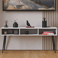 Тумба під телевізор Кентук Ferrum-decor 45x139x38 Чорний метал ДСП Білий 16 мм (FRD-106733)