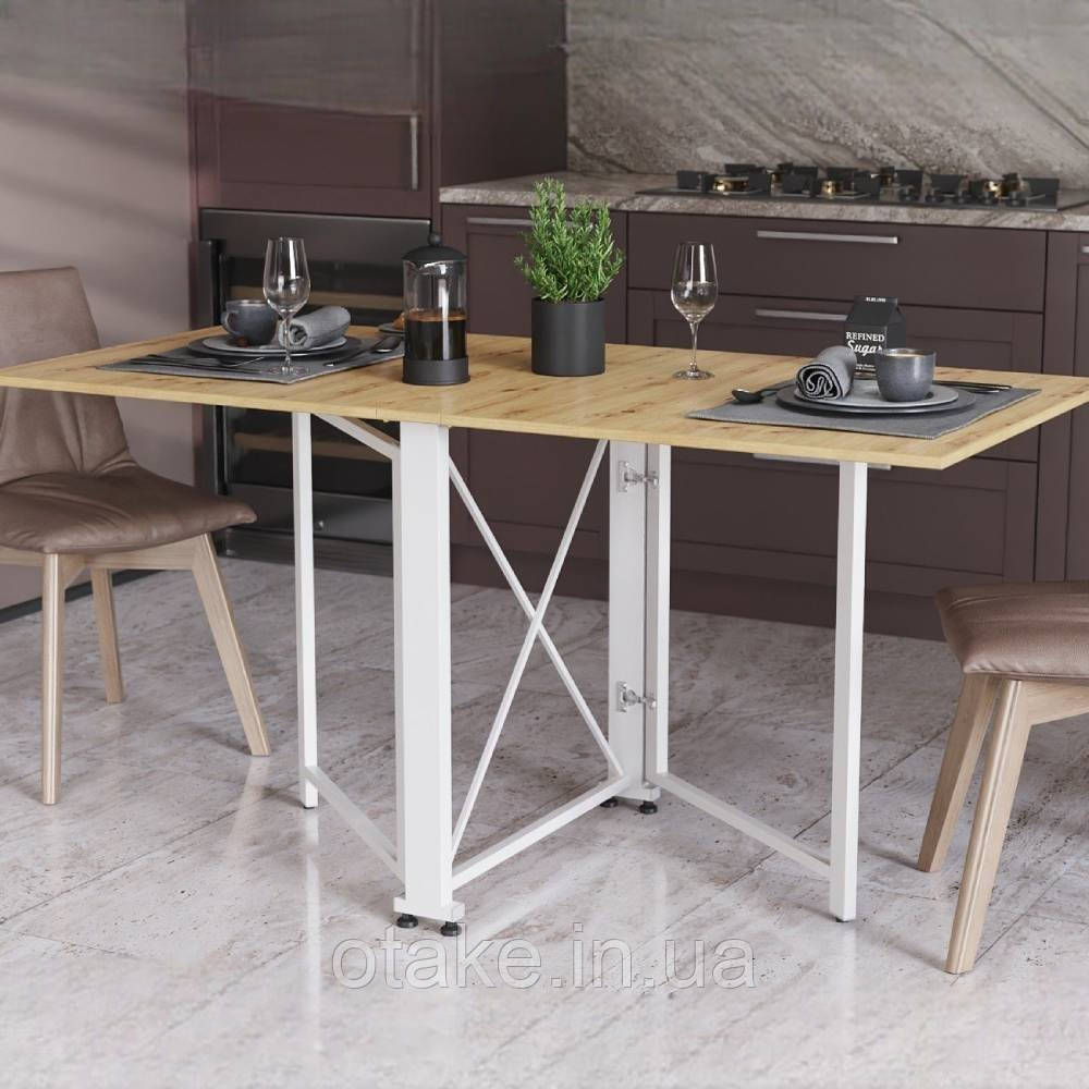 Стіл-книга трансформер Оріон 2 Ferrum-decor 750x1520x730 Білий метал ДСП Дуб Артізан 16 мм (FRD-104595), фото 1