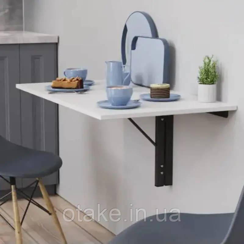 Обідній стіл-трансформер Ніка стіновий Ferrum-decor 420x900x500 Чорний метал ДСП Біле 16 мм (FRD-105164), фото 1