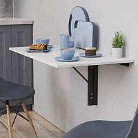 Обідній стіл-трансформер Ніка стіновий Ferrum-decor 420x900x500 Чорний метал ДСП Біле 16 мм (FRD-105164)
