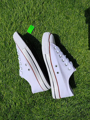 УЧЕНКА 39 р Конверси жіночі БІЛІ кеди кросівки в стилі chuck teylor чоловічі унісекс текстиль демі, фото 2