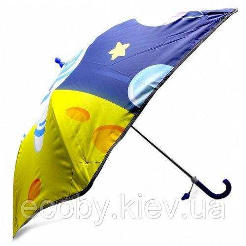 Парасолька тростина, поглиблений купол, світловідбивні смужки, свисток; висота — 66 см, діаметр купола — 77 см (СИНЯЯ), фото 1