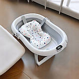 Складна дитяча ванночка для купання Axel з термометром і подушкою силіконова компактна з підставкою, фото 2