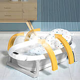 Складна дитяча ванночка для купання Axel з термометром і подушкою силіконова компактна з підставкою, фото 6