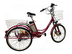 Електровелосипед 24 500W дорожній триколісний PAS бордовый ТМ KELB.BIKE