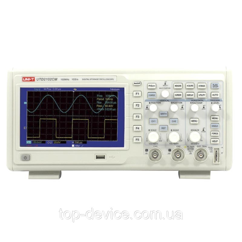Цифровий запам' ятовує оксцилограф UNI-T UTD2102CM 7" TFT LCD 1GS / S 2-Channel