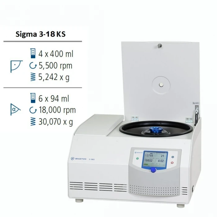 Лабораторна центрифуга Sigma 3-18KS настільна з охолодженням