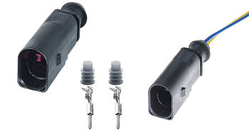 Автомобільний роз'єм герметичний штирьовий 2-х контактний аналог VAG 1J0973802 серії 1,2мм