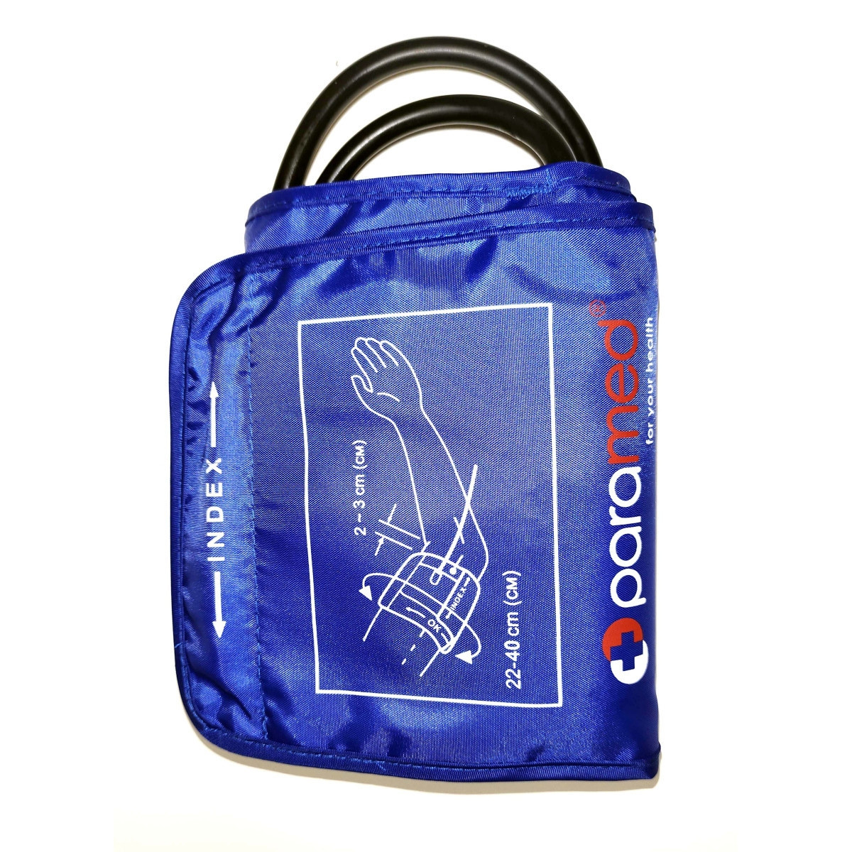 Манжета збільшена для механічних тонометрів 22-40 см латексна 2-х трубкова камера, синій чохол, фото 1