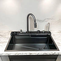 Многофункциональная кухонная мойка Kroner Platinum Handmade Nano Black SP7545LB