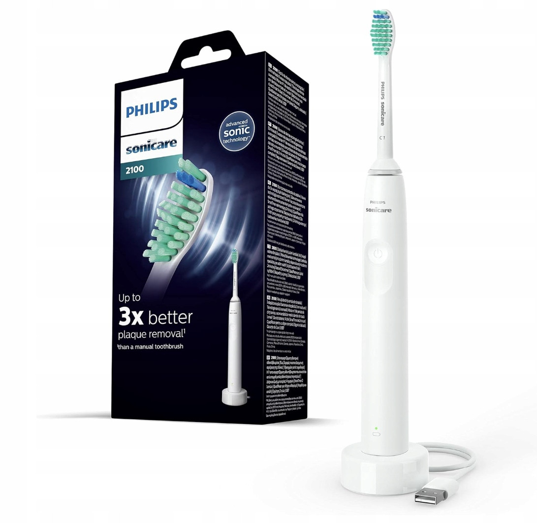 Електрична звукова зубна щітка з насадкою Philips Sonicare HX3651/13 біла з таймером і зарядкою USB, фото 1