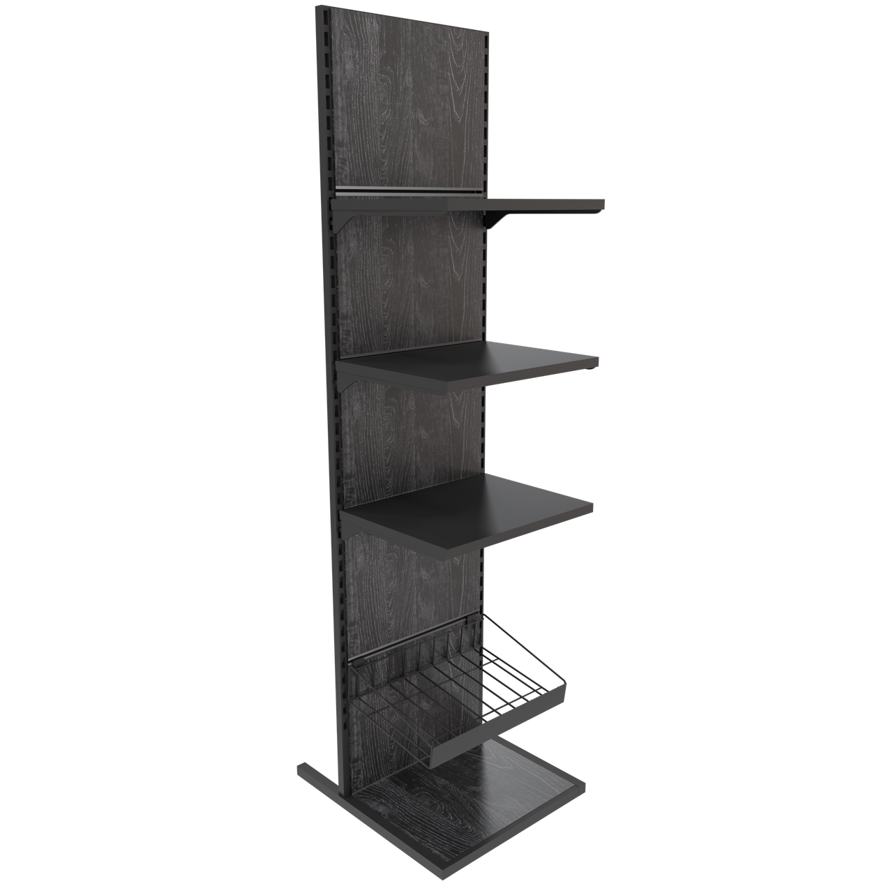 Торгова стійка з полицями та кошиком (чорний дуб), фото 1