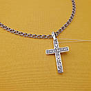 Срібна цепочка з хрестиком чоловіча. Освячений кулон хрестик і тонкий срібний ланцюжок. 55 см, фото 6