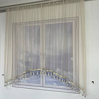 Тюль арка ALBO бежева з бахромою 300×170 см (KU-111-4), фото 5