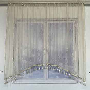 Тюль арка ALBO бежева з бахромою 300×170 см (KU-111-4)