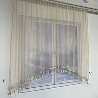 Тюль арка ALBO бежева з бахромою 300×170 см (KU-111-4), фото 7