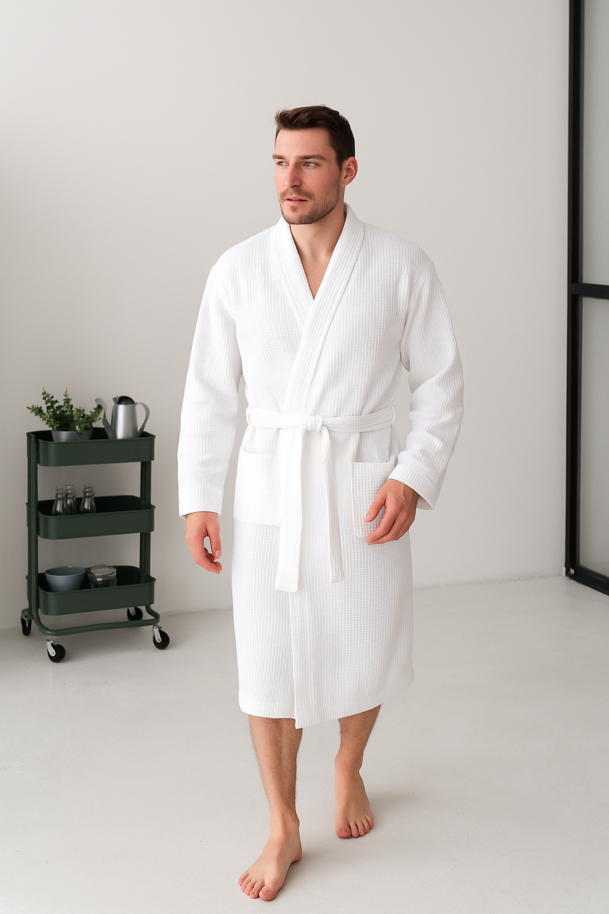 Чоловічий вафельний халат  "Alba"  COSY, білий, фото 1