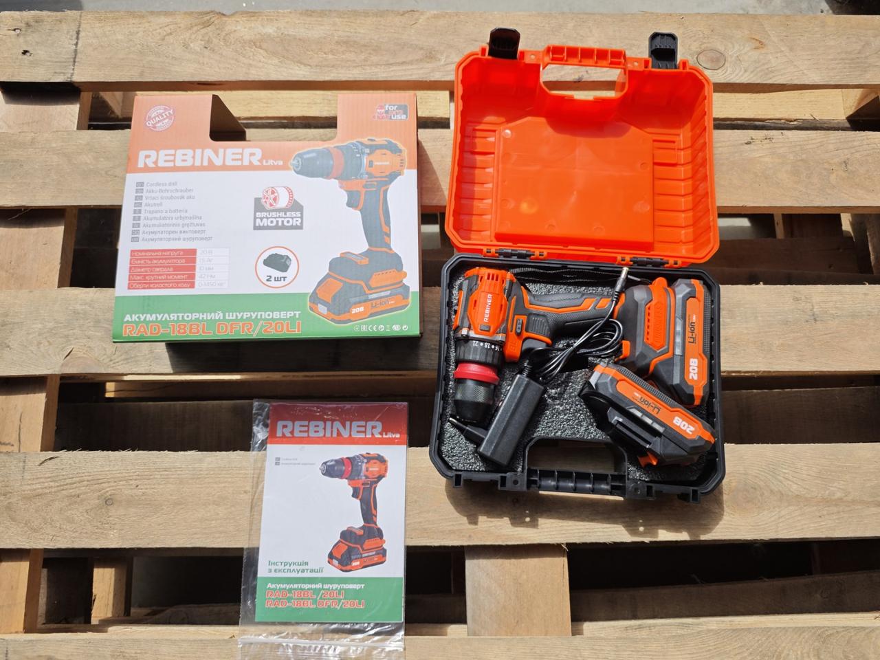 Акумуляторний шуруповерт Rebiner RAD-18BL DFR 20Li, фото 1