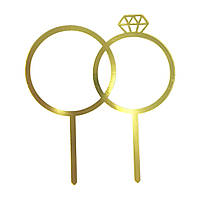 Топер акриловий "Весільний" 14,5х13 см, золото