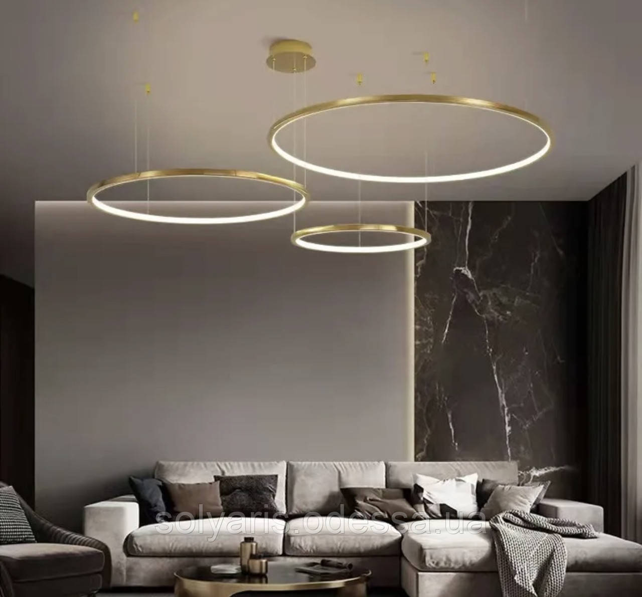 Люстра 3 кільця світлодіодні бронзові (7529832-3B BRONZE LED (400+600+800) ST, фото 1