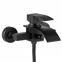 Змішувач для ванни, одноважільний, короткий вилив, чорний матовий, латунь