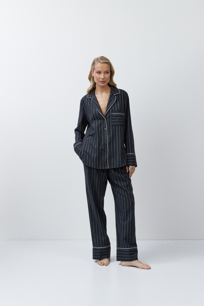 Піжама жіноча фланелева сорочка та штани Aruelle Casey pajama long, фото 1