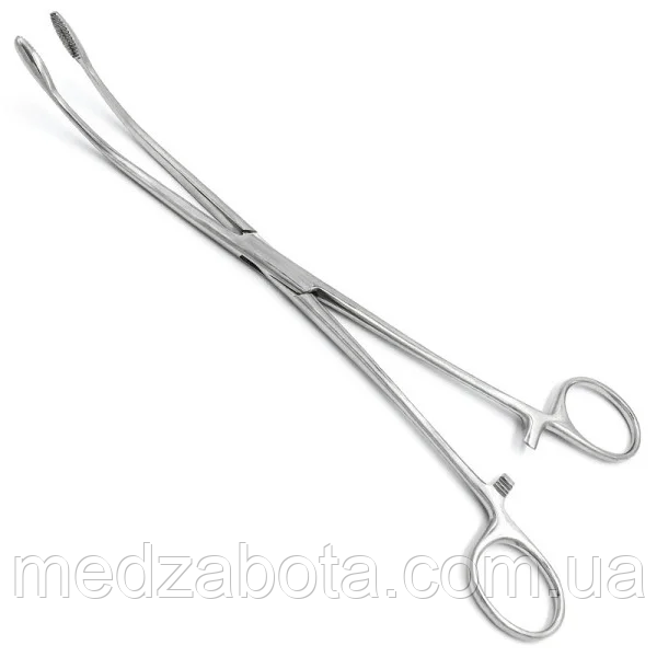 Корнцанг Gross-Maier дитячий з кремальєрою зігнутий, 23 см, фото 1