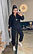 Жіночий базовий теплий осінній прогулянковий костюм двойка кофта худі штани на манжеті двосторонній фліс полар, фото 7