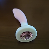 Анальная пробка на ніжці фаллос 9 см з кристалом, Рожево-білий стимулятор для анального секса, інтимні іграшки, фото 3