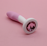 Анальная пробка на ніжці фаллос 9 см з кристалом, Рожево-білий стимулятор для анального секса, інтимні іграшки, фото 7