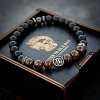 Чоловічий раслет зі знаком Зодіаку Козеріг з натурального каміння