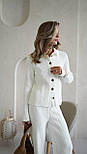 Жіночий в'язаний костюм із кардиганом на ґудзиках і штанами — стильний трикотажний комплект casual chic, фото 3