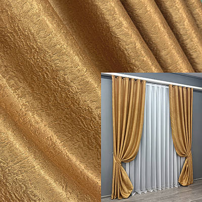 Комплект штор (2шт. 1,5х2,7м.) із тканини Софт однотонний. Колір золотистий. Код 373ш 30-367