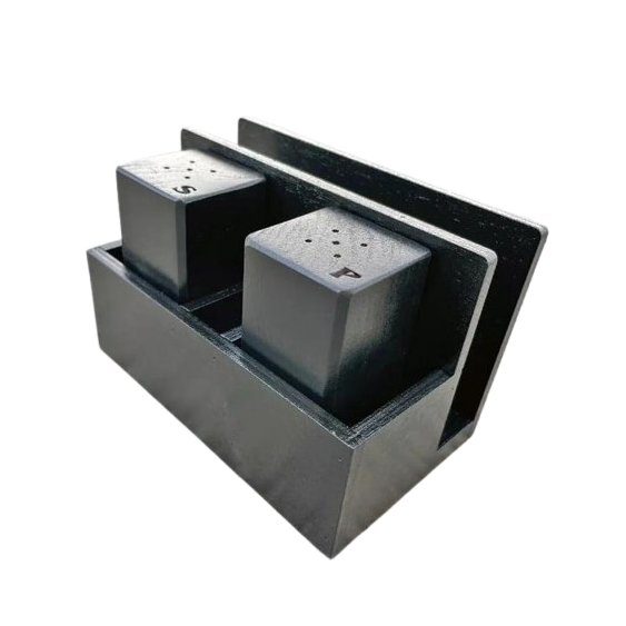 Набір д/спецій дерев'яний квадрат (сіль/перець/серв. в підставці) чорний