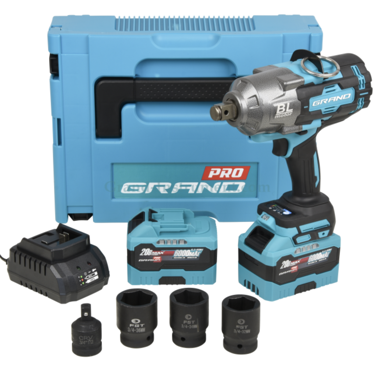 Акумуляторний гайковерт Grand АГ-2100UBL, 2 АКБ 6 Аг, зарядний пристрій, кейс, фото 1