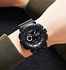 Годинник чоловічий наручний спортивний Skmei 2225 з комбінованим циферблатом (Чорний з чорним), фото 5