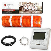 Тепла підлога електрична під плитку Enerpia mat 1.5 м2 на 3 пог. м 300 Вт та програмований терморегулятор