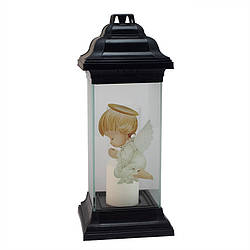 Лампадка скляна 120 годин Капличка чорна Ангел 120-12